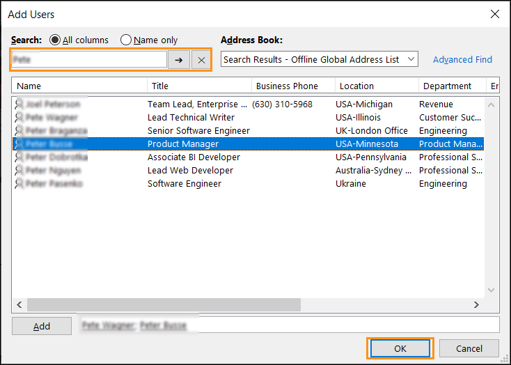 Configuring Outlook shared contacts (Delegate Access method)