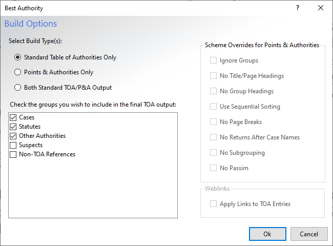 Creating a Table of Authorities - Overview steps