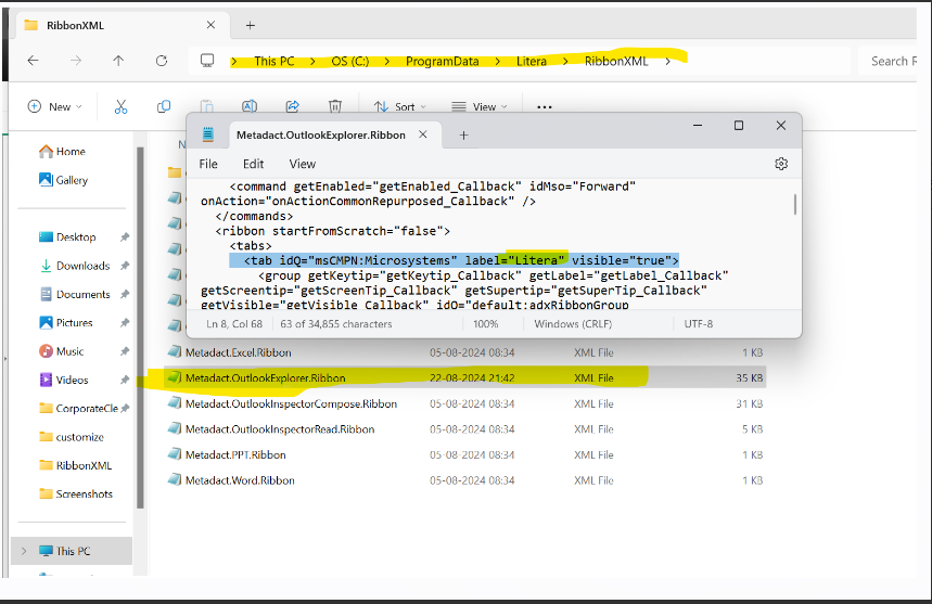Change the Ribbon Name Displayed in Outlook