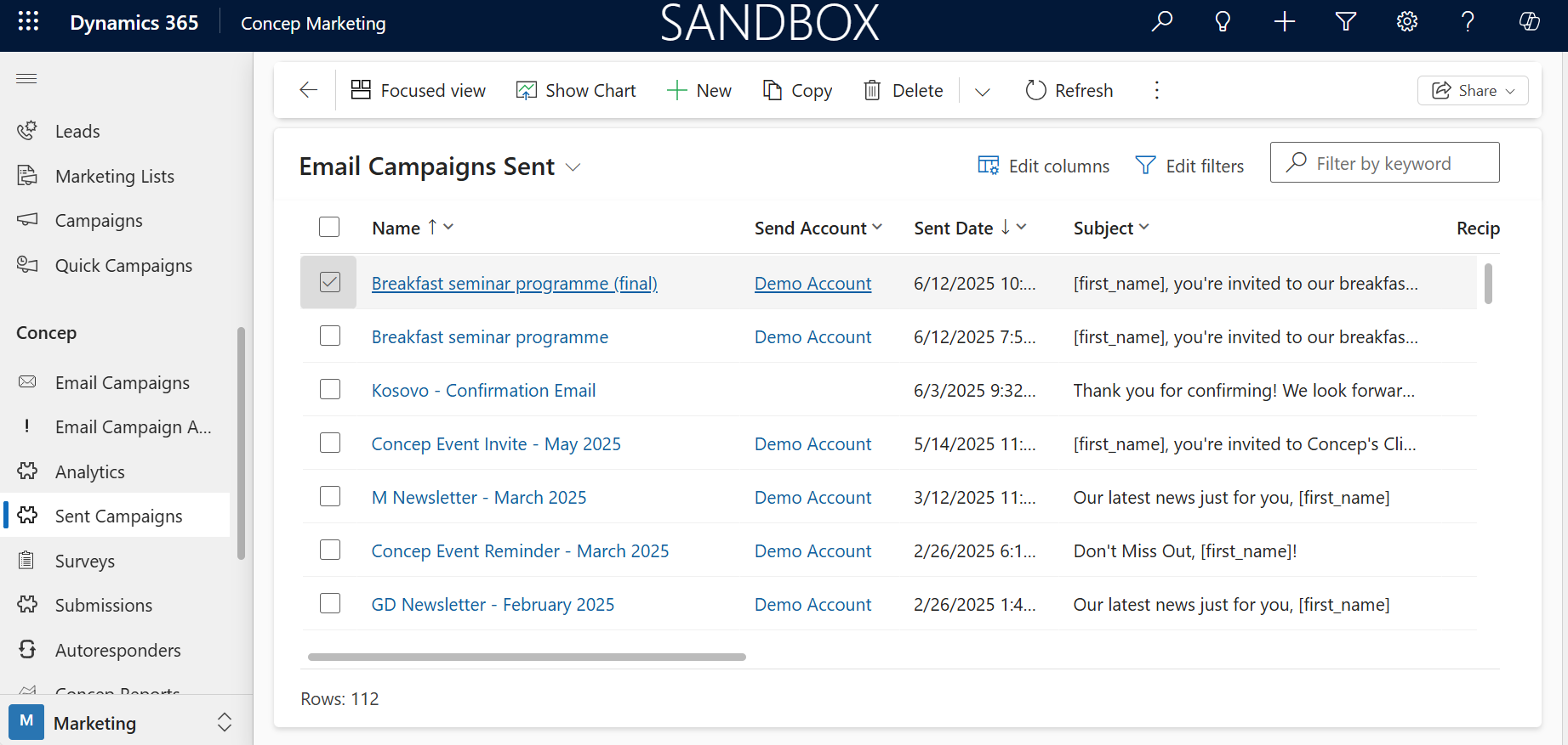 View Sent Email Campaigns in Dynamics CRM
