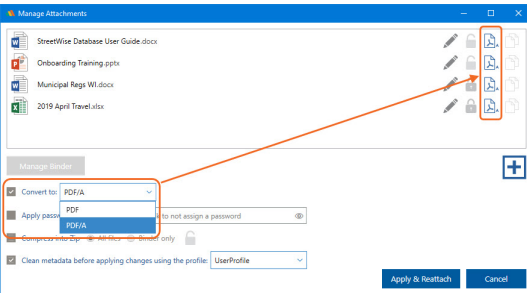 Bulk PDF conversion in Attachment Manager