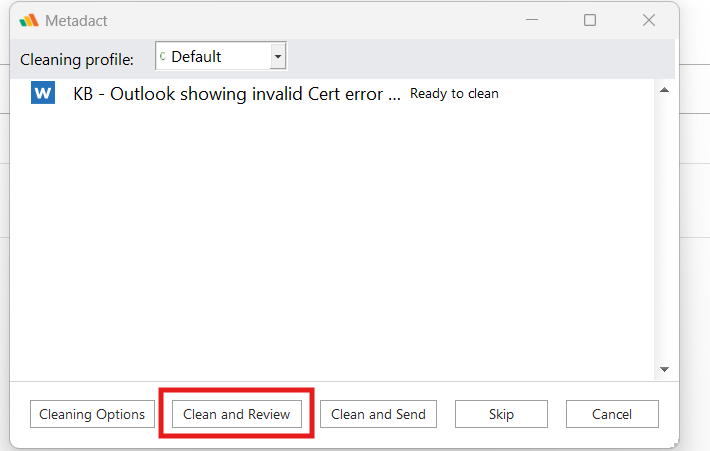 Script Error When Using "Clean and Review" with Attachment