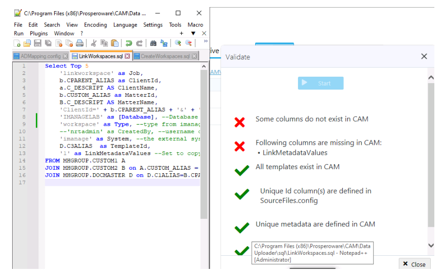 "Some columns do not exist in CAM" Message During Script Validation in ...