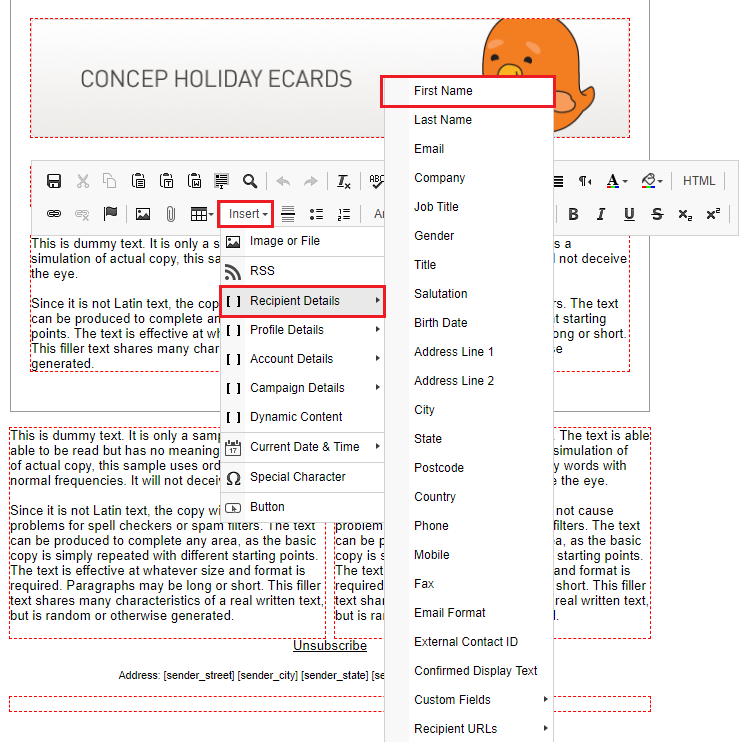 Use Mail Merge Fields to Personalize Campaigns in Concep