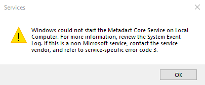 Fix Post Upgrade Errors in Metadact Server