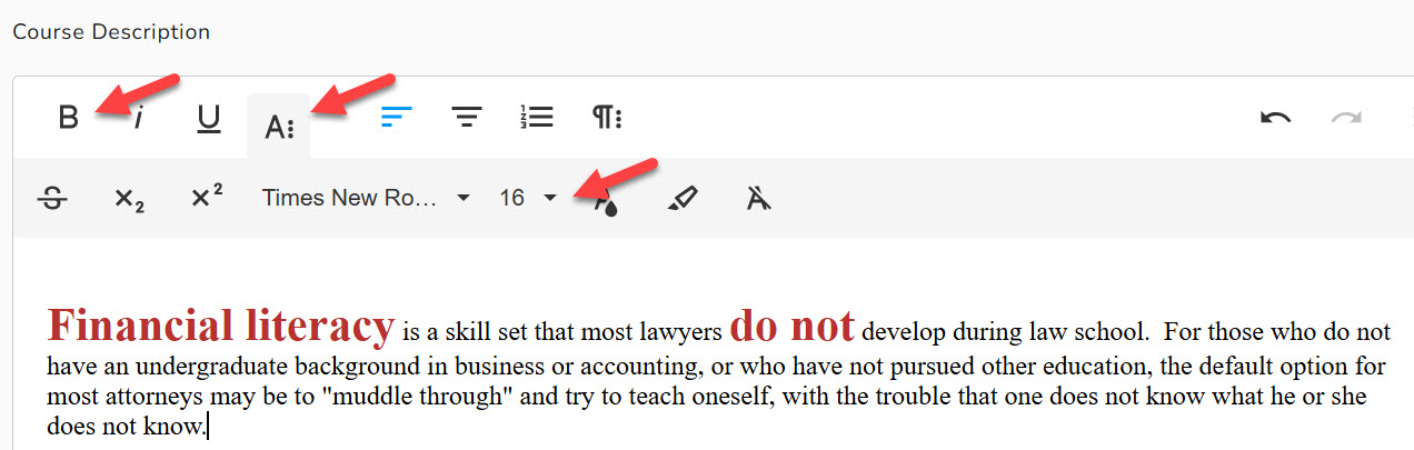 Ensure Course Description Formatting Is Saved Correctly