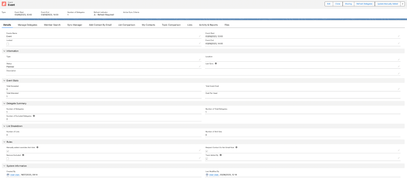 Upper Sigma Lightning record pages