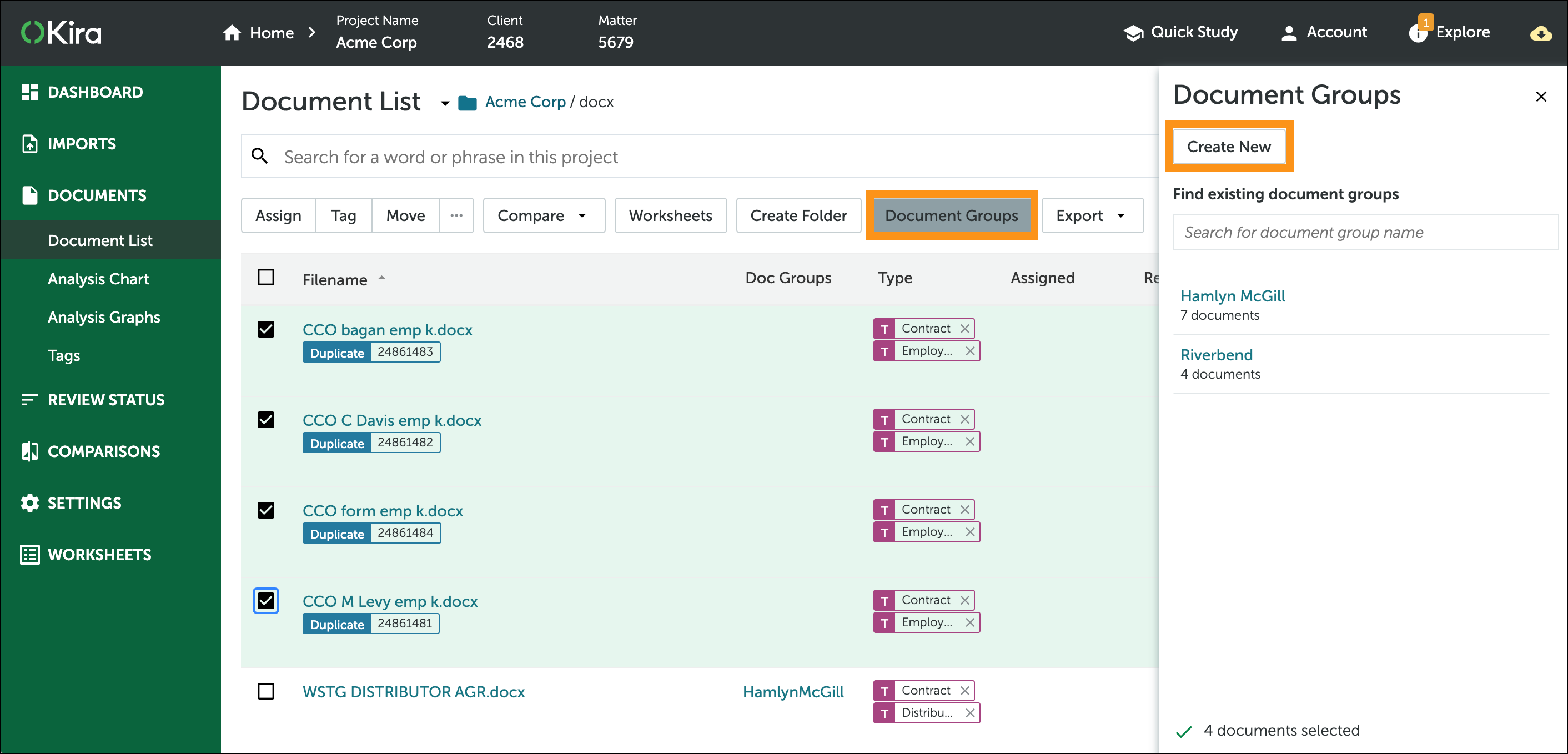 How do I create a document group?