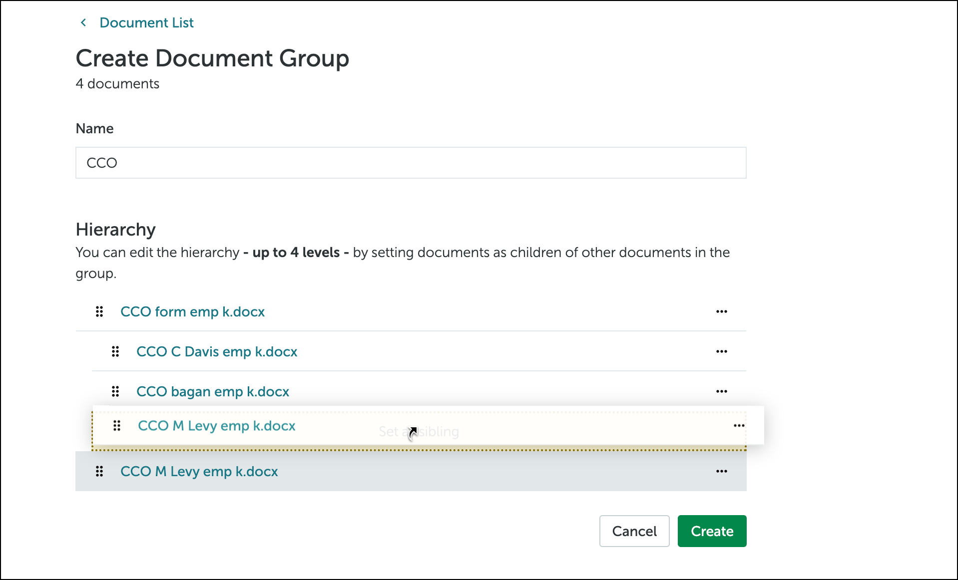 How do I create a document group?