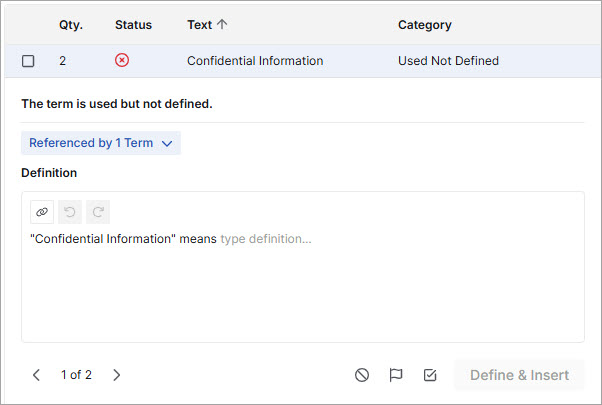 Using Define and Insert for Defined Term Issues