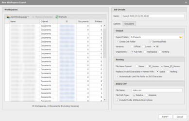 PowerDesktop NetDocuments Workspace Export