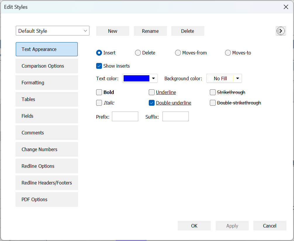 Creating new comparison styles in Litera Compare for Word