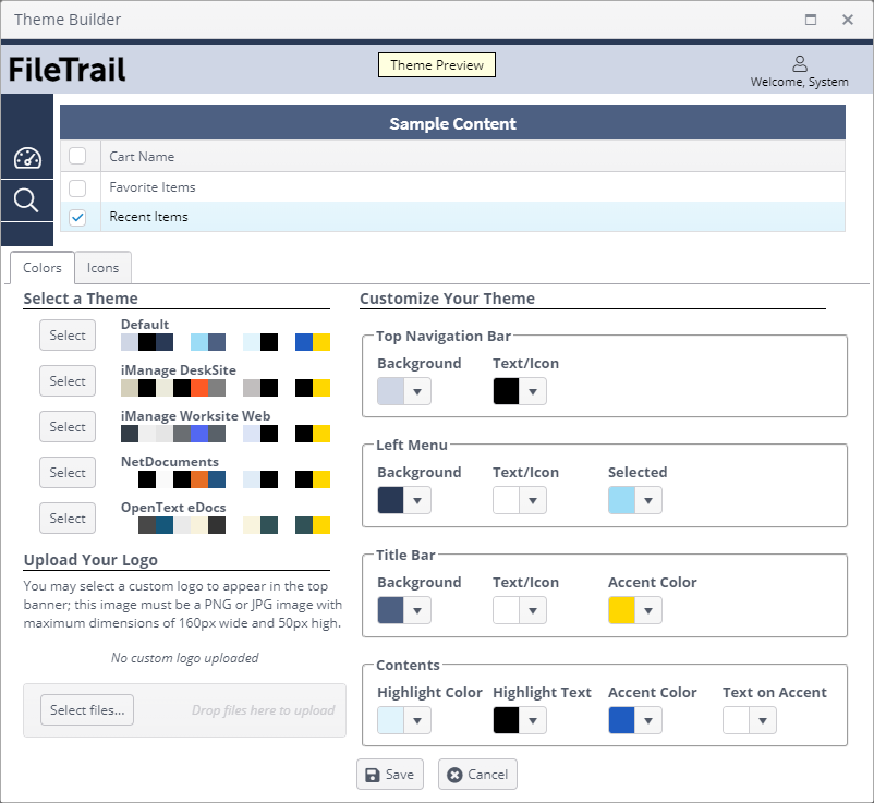 Manage FileTrail Themes