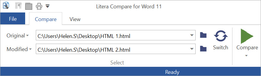 Compare HTML files