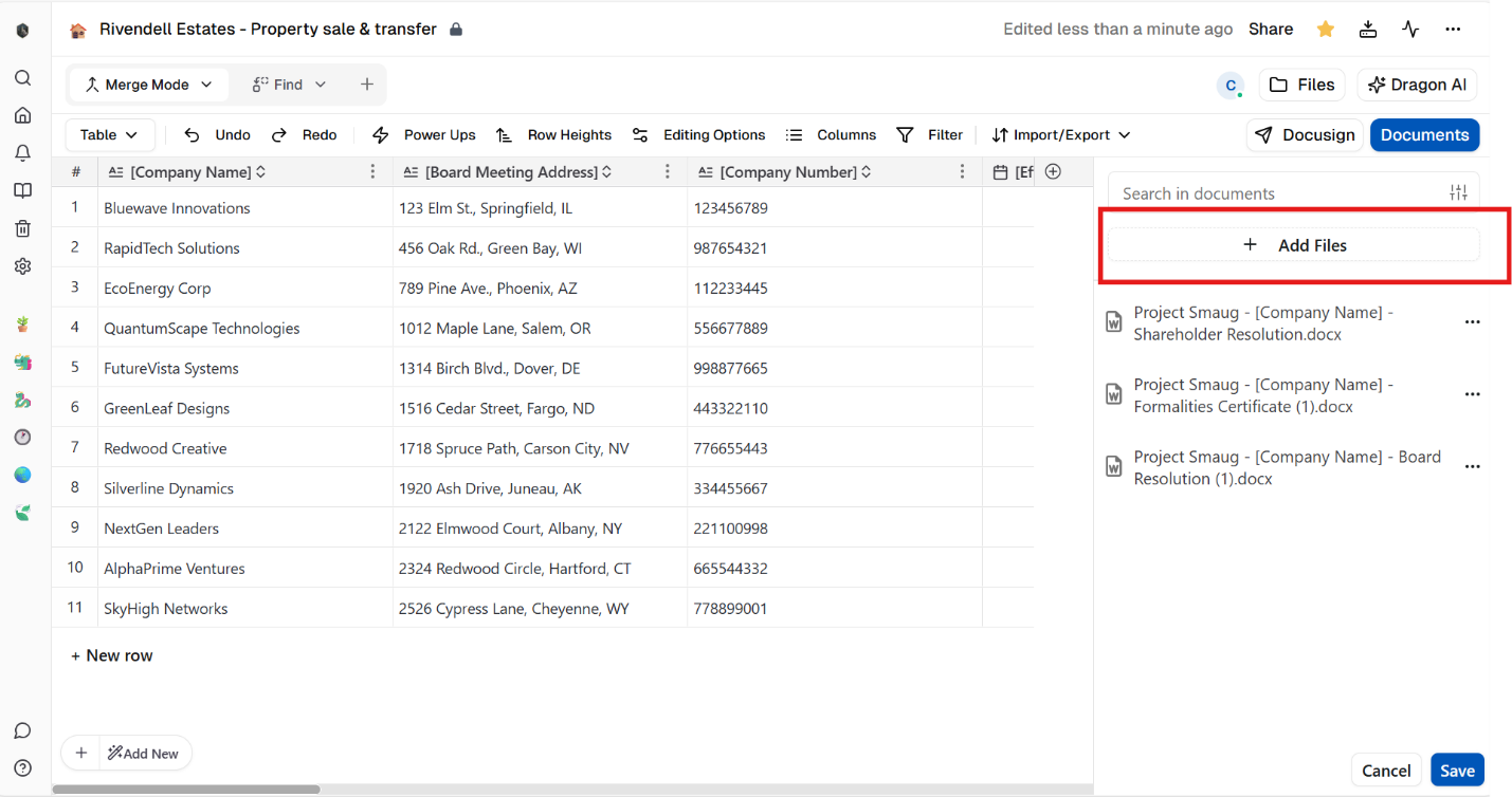 Add or Remove Documents