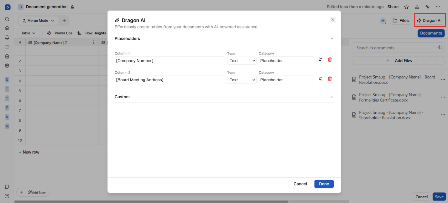 Automatic placeholder and data extraction
