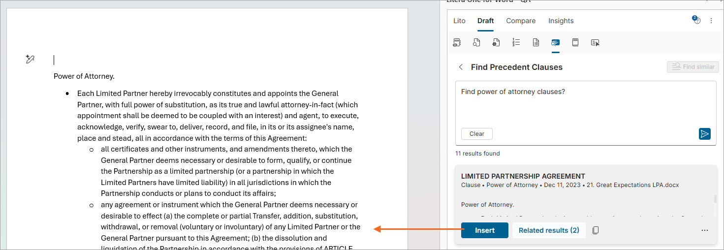 Using Precedent in Litera One for Word