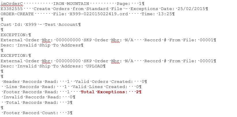 Order, Transmittal, and History files