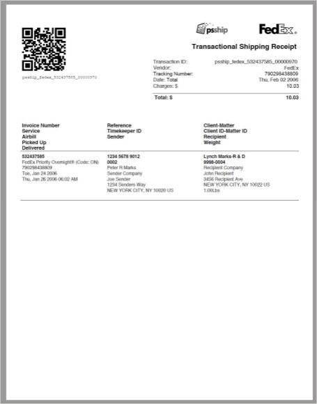 Transactional Shipping Receipts Offering
