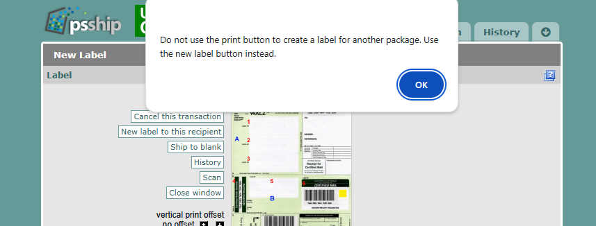 Troubleshoot a Certified Mail label not printing