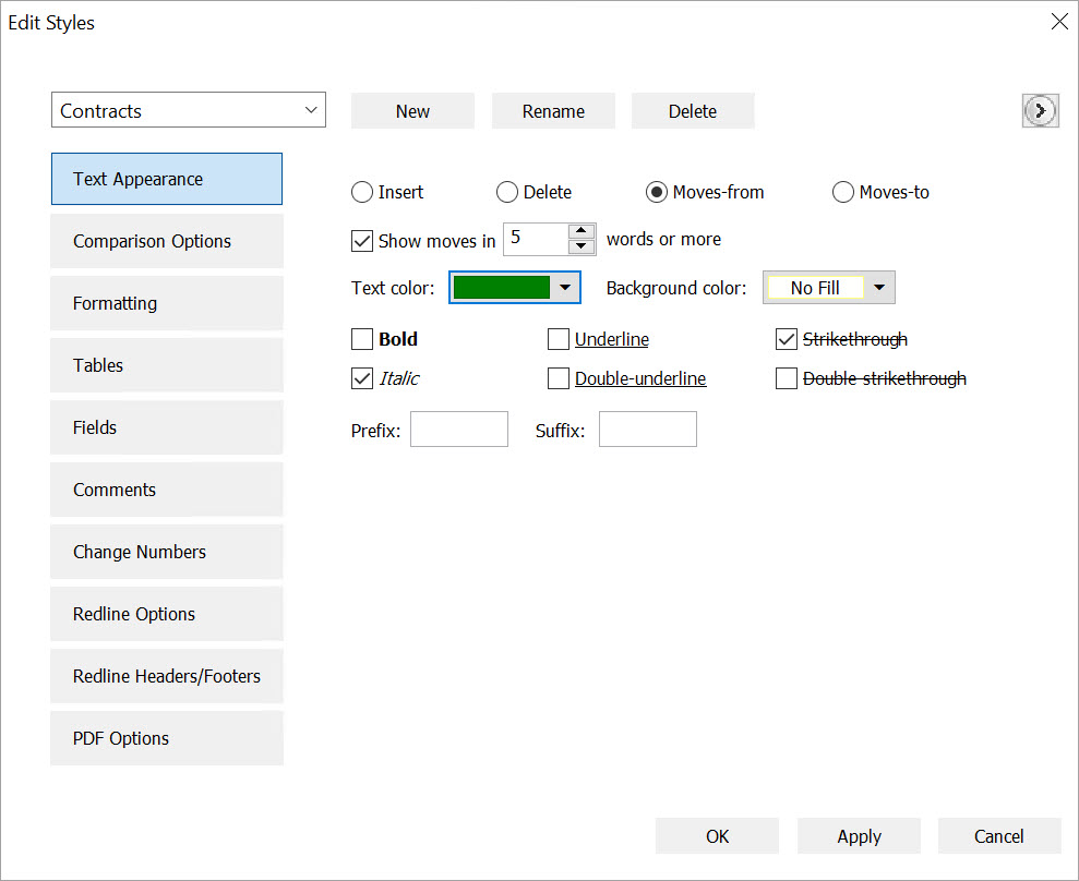 Enable the move functionality to detect moves in comparisons
