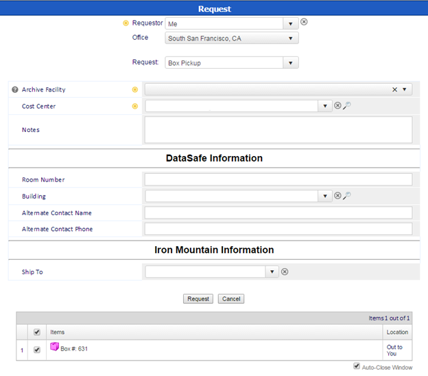 Request form