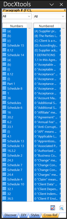DocXtools Cross Referencing Pane Not Showing Text When Using 