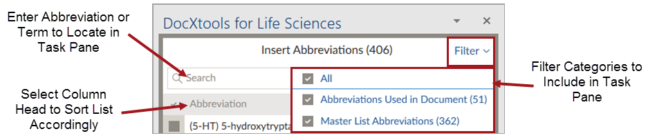 Using DocXtools for Life Sciences—Insert Abbreviations, List of ...