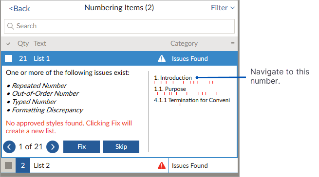 Using Numbering Issues in Contract Companion