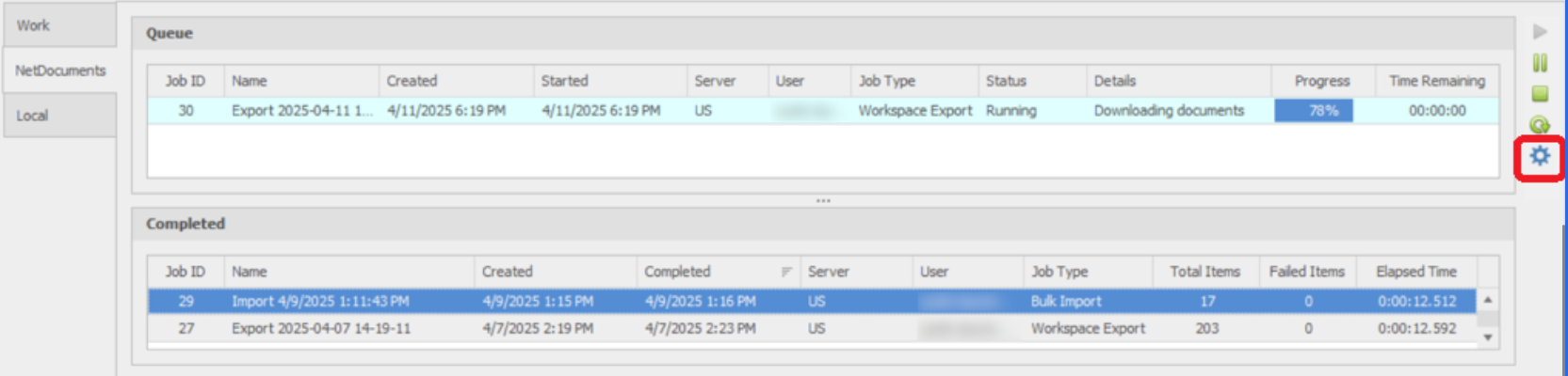 Managing concurrent export jobs and enterface freezing in PowerDesktop